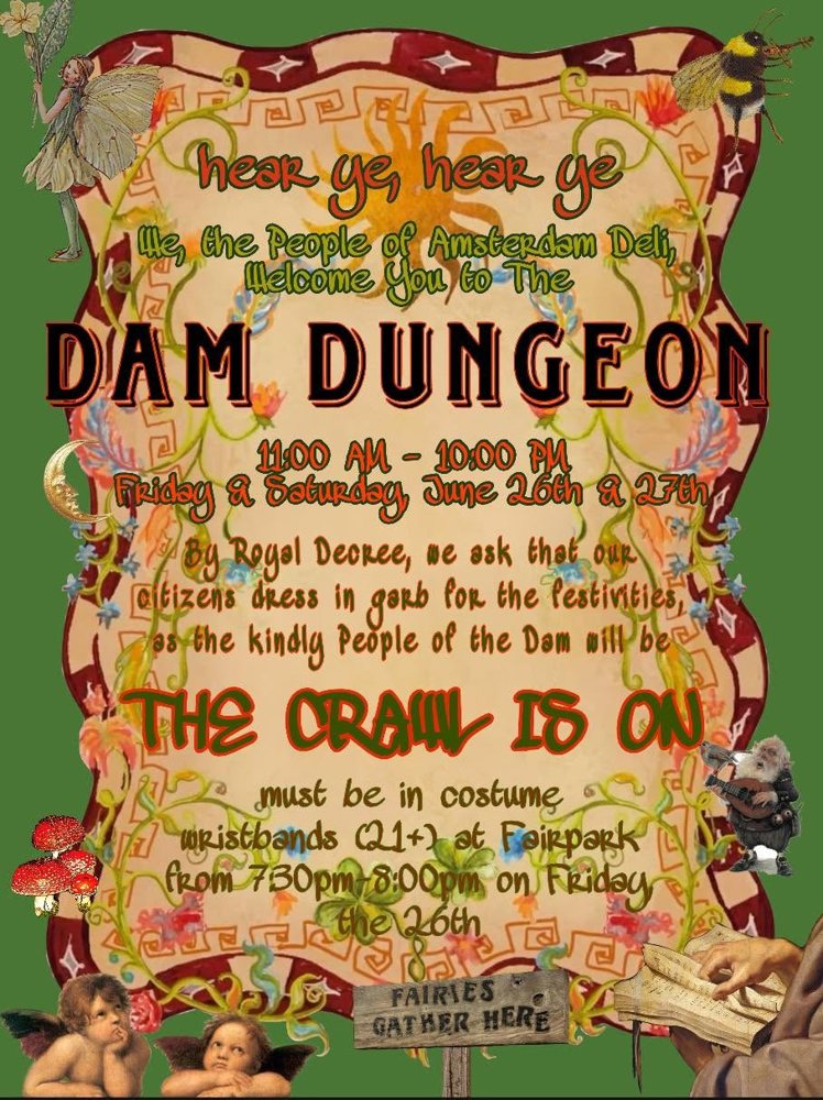 The Dam Dungeon themed weekend flyer